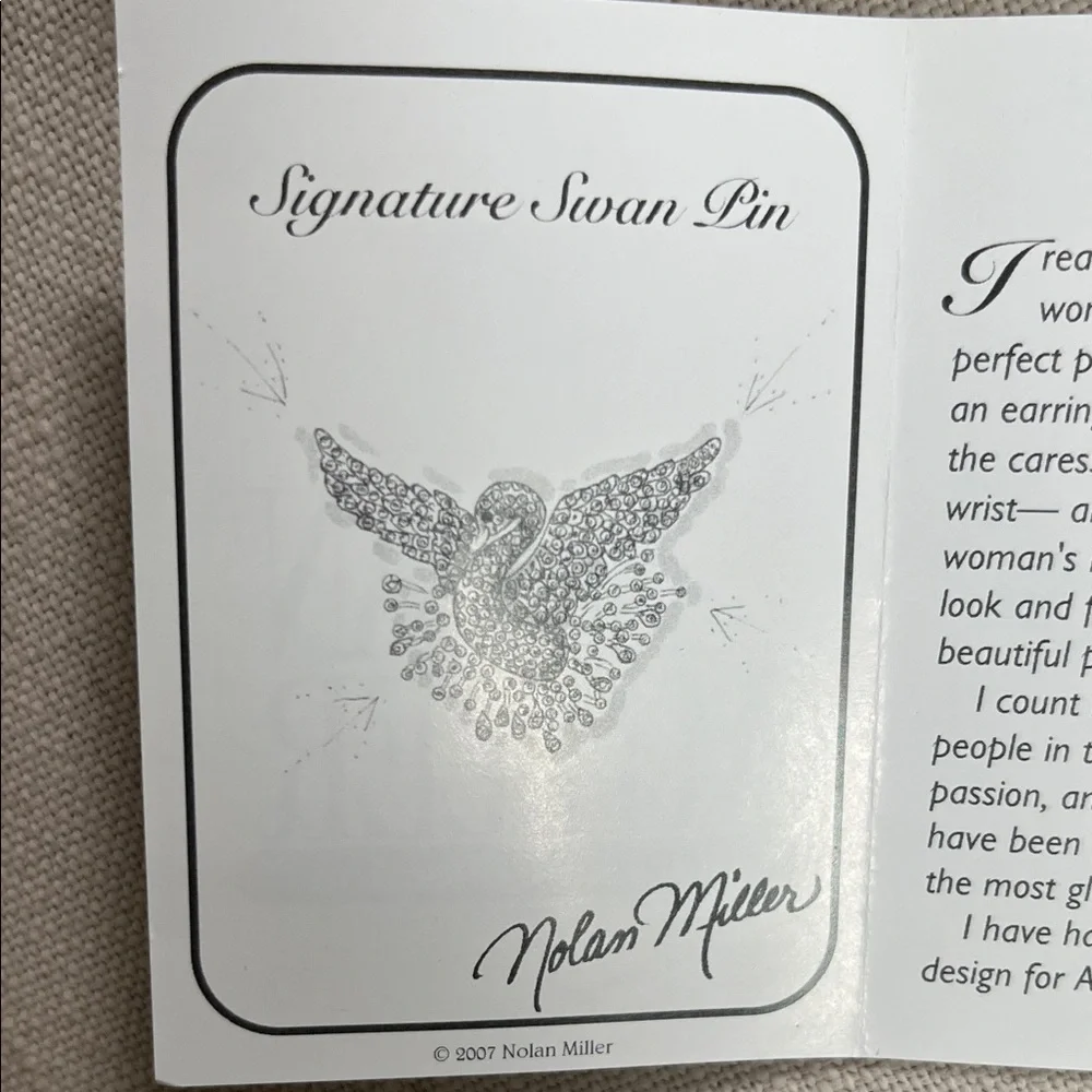 Nolan Miller Sparkling Swan Brooch Silver and rose gold colors - Picture 3 of 8